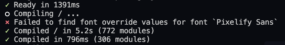 failed to find font override values for font 'Pixelify Sans'